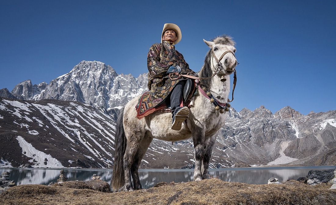 Ang Gyalzen Sherpa, on his horse Karsang