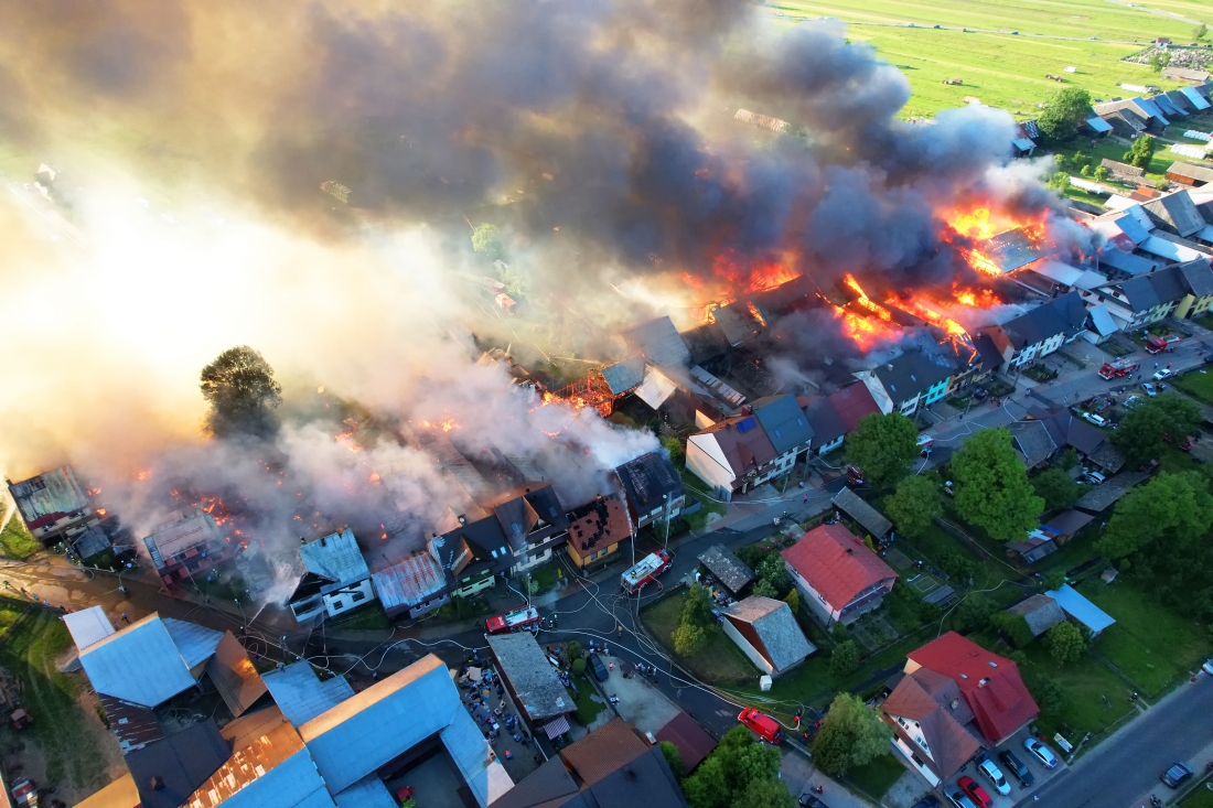 A great fire in the village of Nowa Biała