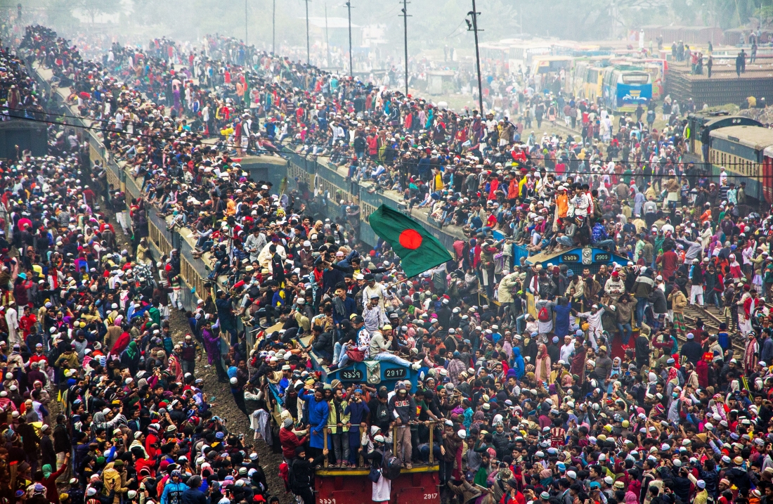 Massive gathering on a local Train