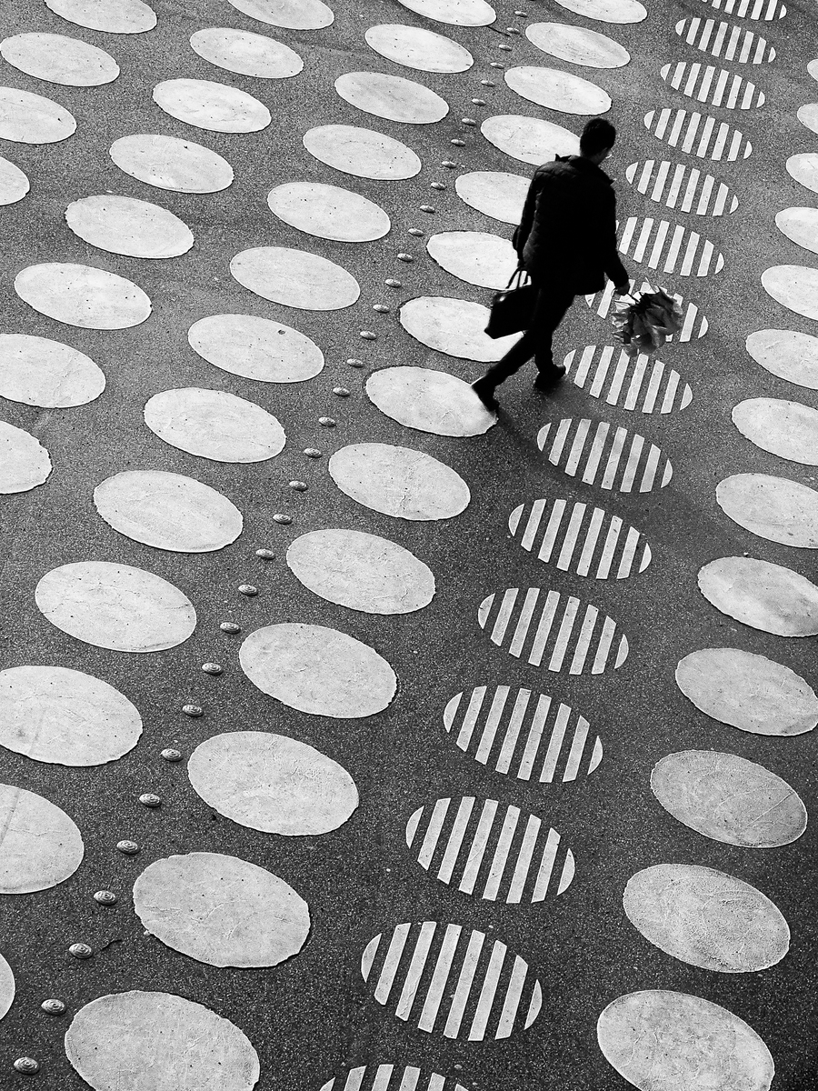 In a line 