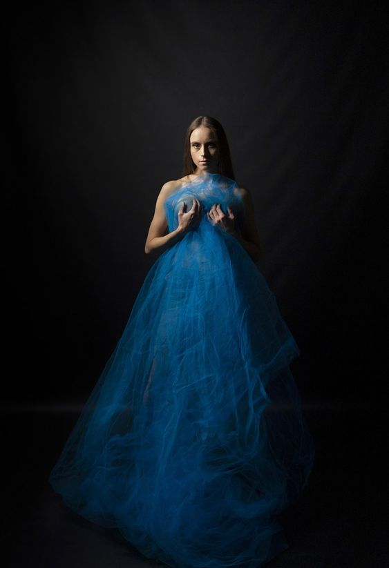 Girl in blue dress