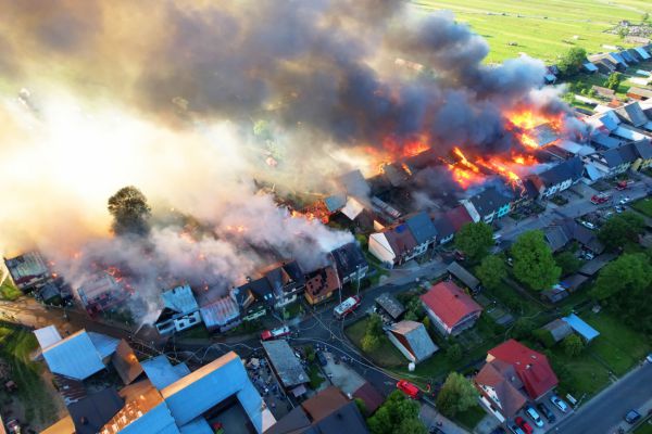 A great fire in the village of Nowa Biała