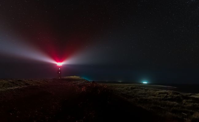 The lighthouse under stars